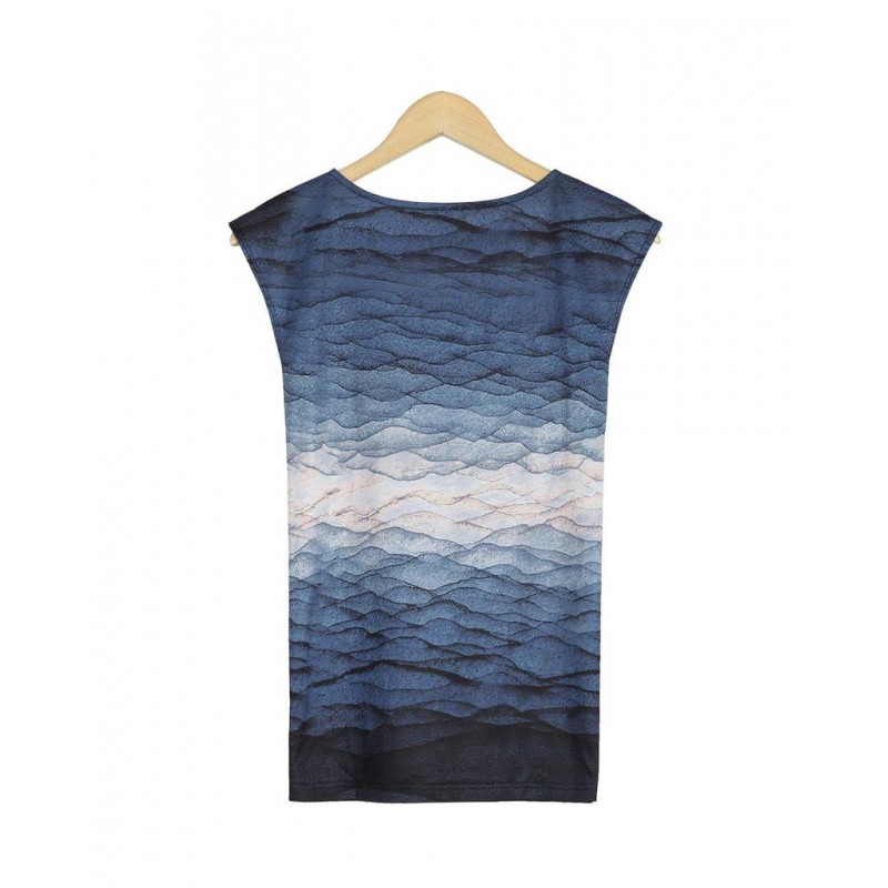 Modern Print Round Neck Sleeveless Top