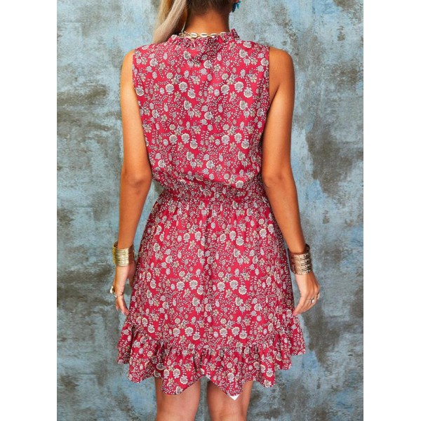 Showy Print Sleeveless Mini Dress