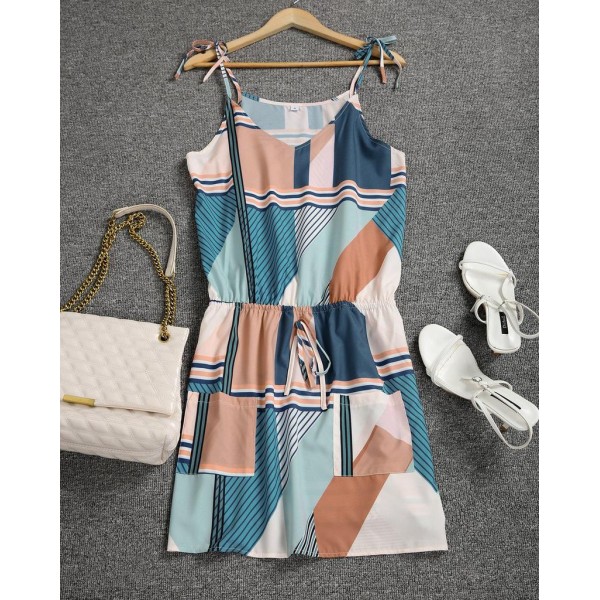 Chic Print Sleeveless Mini Dress