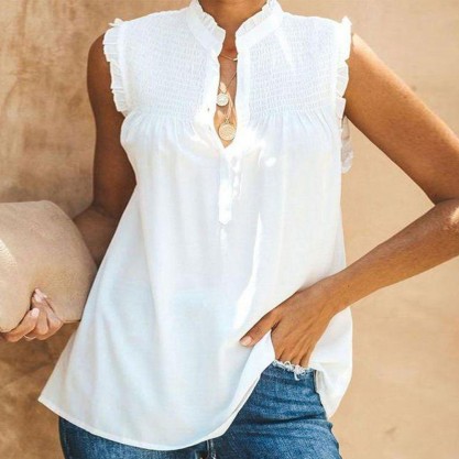 Classy Plain V-Neck Sleeveless Top