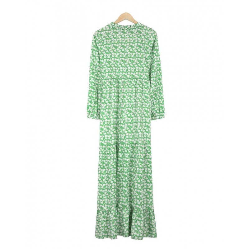 Fresh Print Long Sleeve Maxi Dress