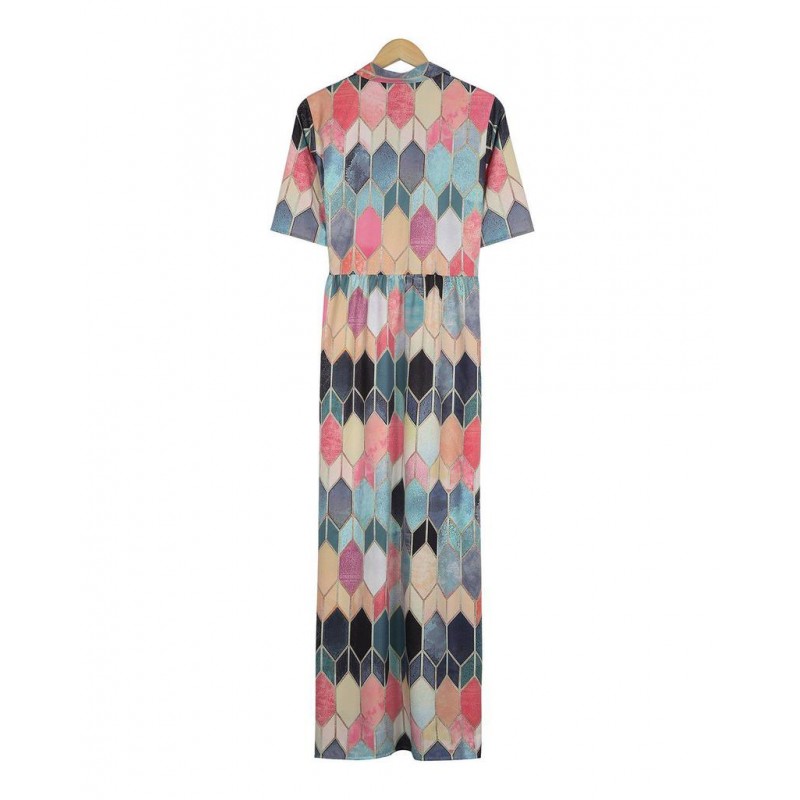 Stylish Print Short Sleeve Maxi Dress