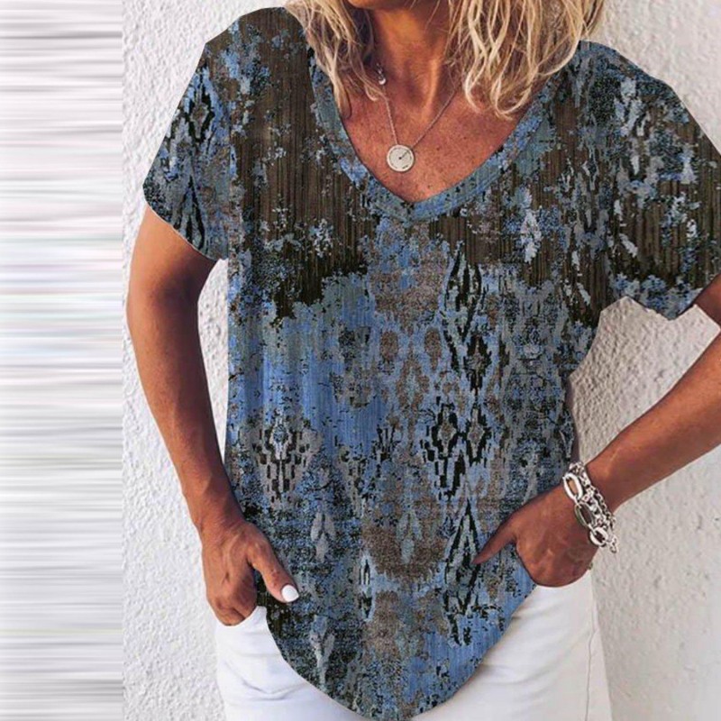 Retro Print Short Sleeve Top