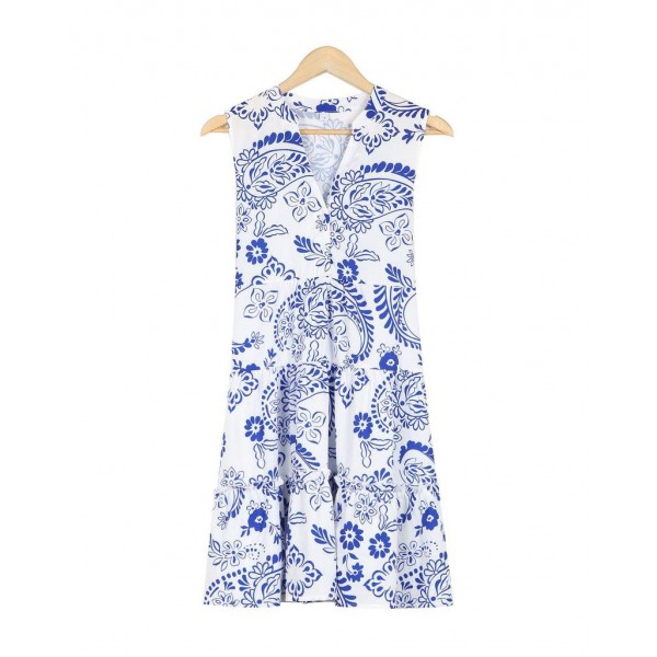 Elegant Print Sleeveless Mini Dress