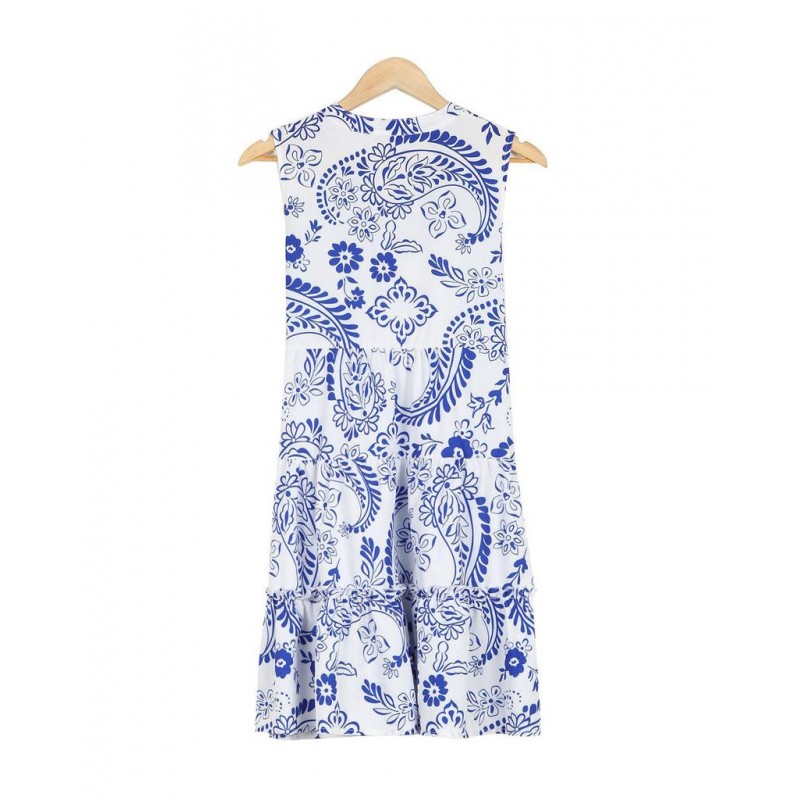 Elegant Print Sleeveless Mini Dress