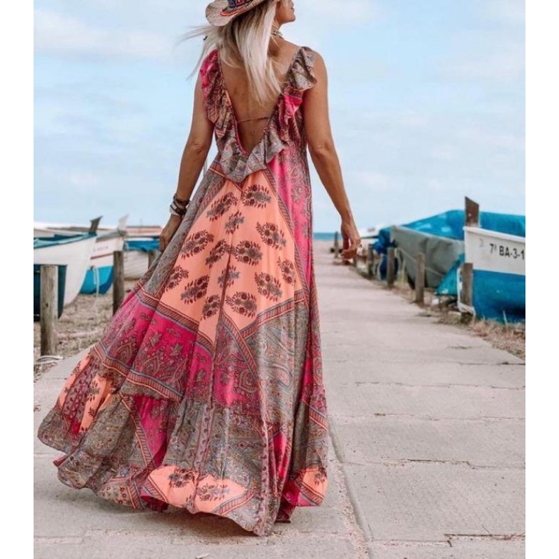 Special Sleeveless Print Maxi Dress