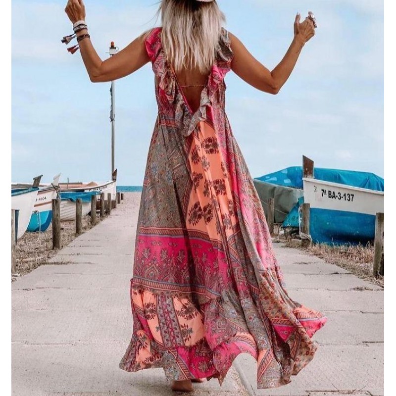 Special Sleeveless Print Maxi Dress