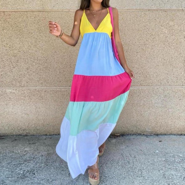 Chic Sleeveless Print Maxi Dress