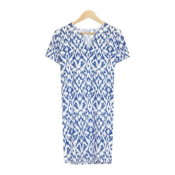 Fresh Print Short Sleeve Mini Dress