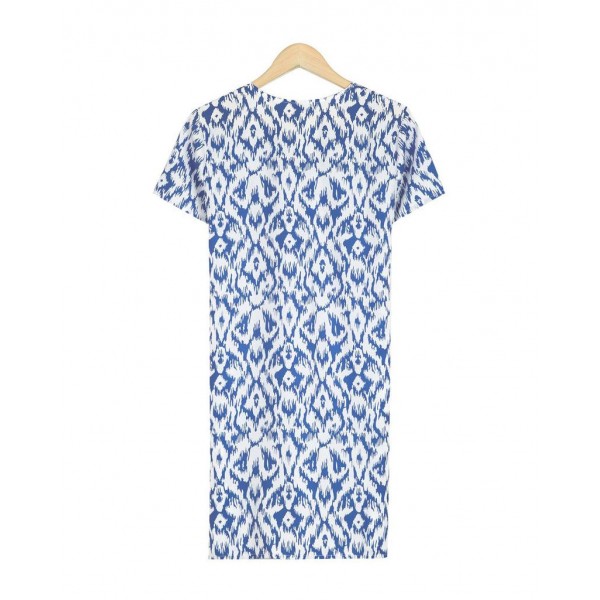 Fresh Print Short Sleeve Mini Dress