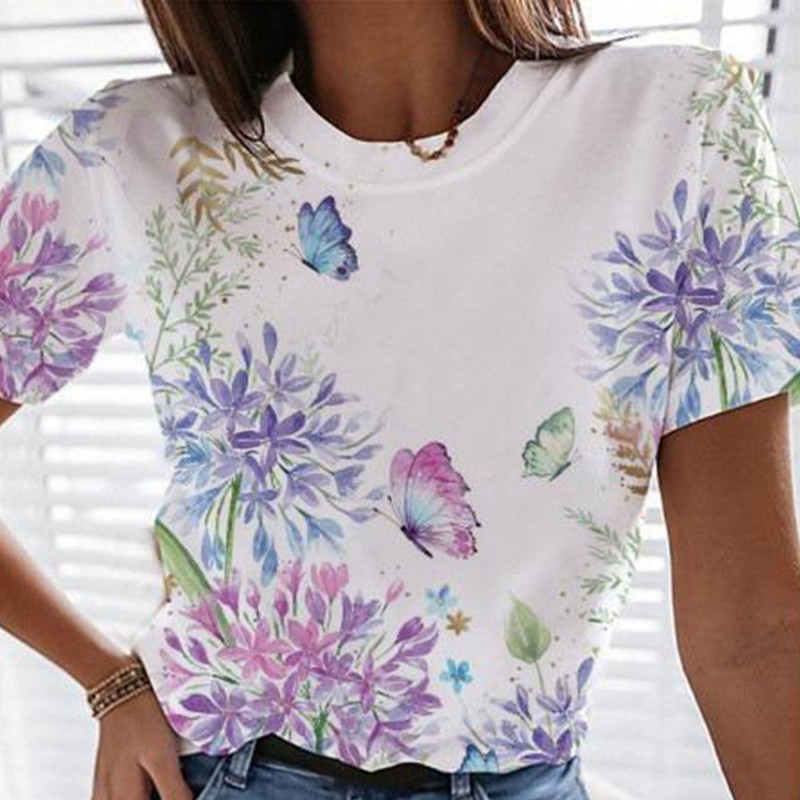 Elegant Printed Short Sleeve Top