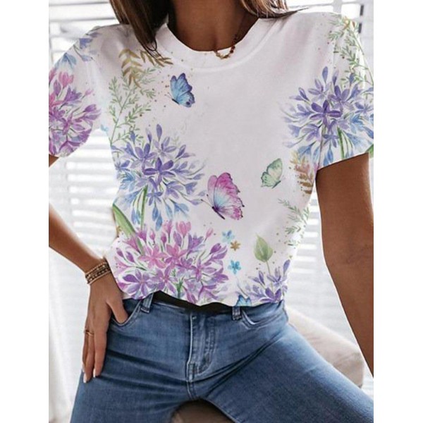 Elegant Printed Short Sleeve Top