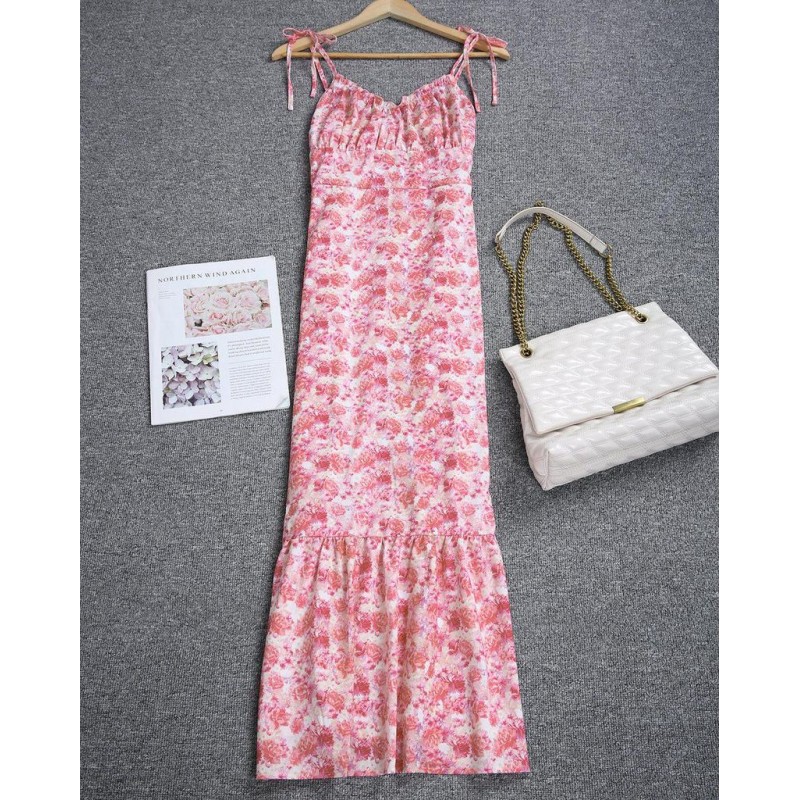 Sweet Print Sleeveless Midi Dress