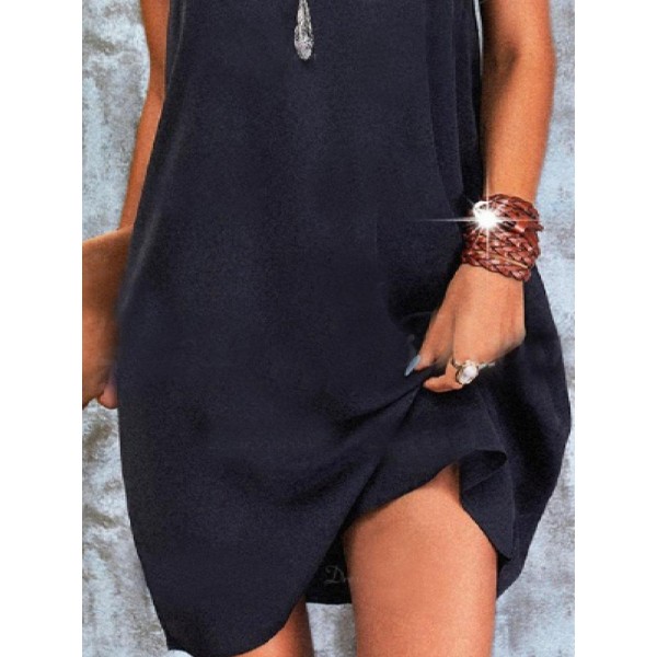 Temperament Black Sleeveless Mini Dress