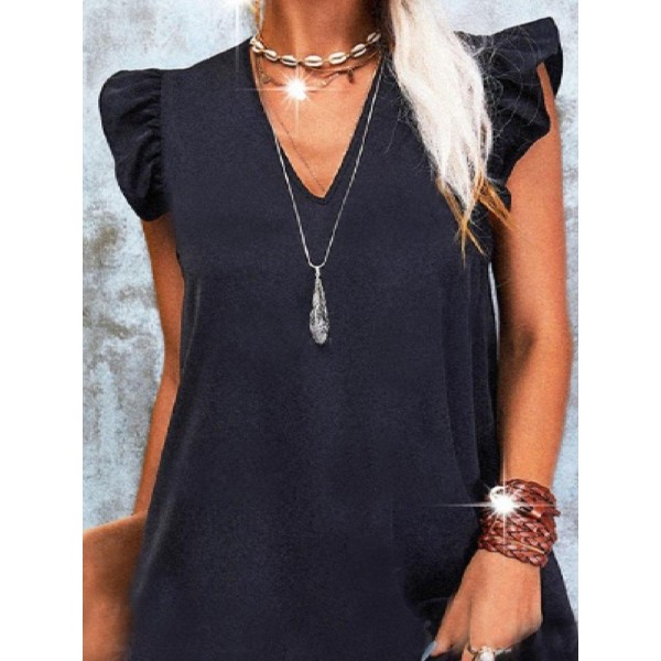 Temperament Black Sleeveless Mini Dress