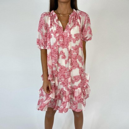 Modern Print Short Sleeve Mini Dress