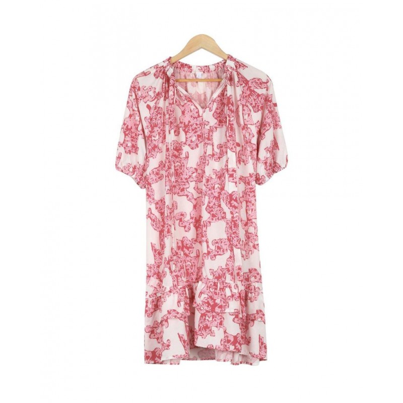 Modern Print Short Sleeve Mini Dress