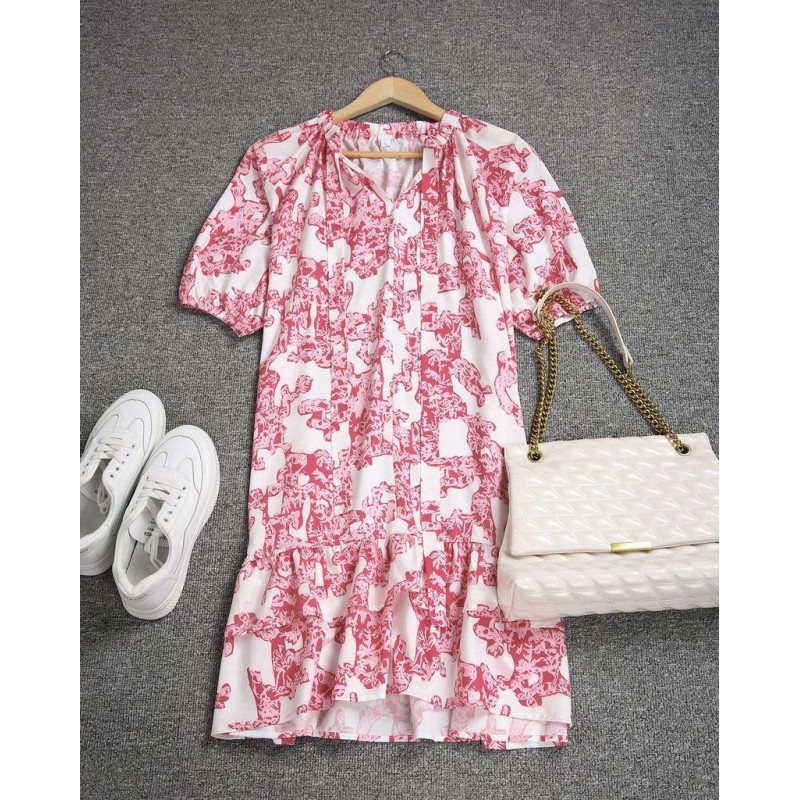 Modern Print Short Sleeve Mini Dress