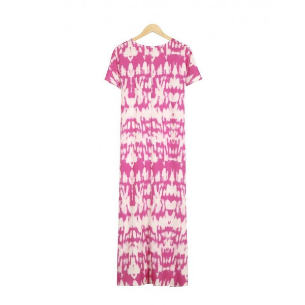 Temperament Print Short Sleeve Maxi Dress