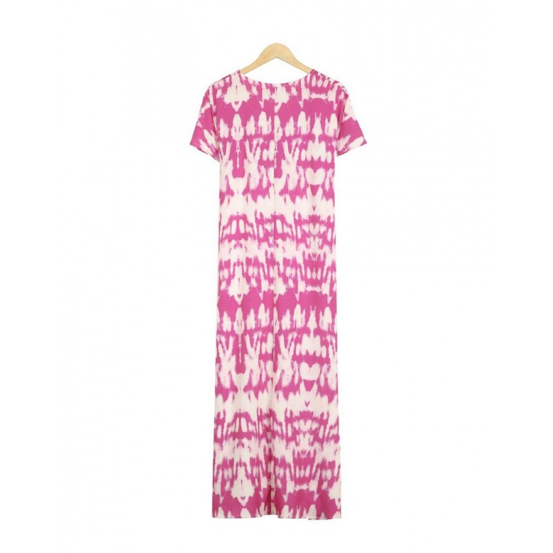 Temperament Print Short Sleeve Maxi Dress