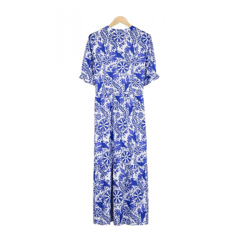 Modern Print Short Sleeve Maxi Dress