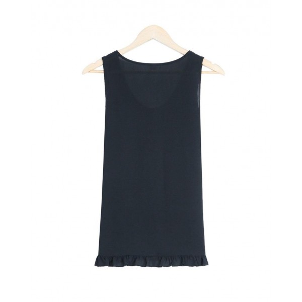 Groovy Black Round Neck Sleeveless Top