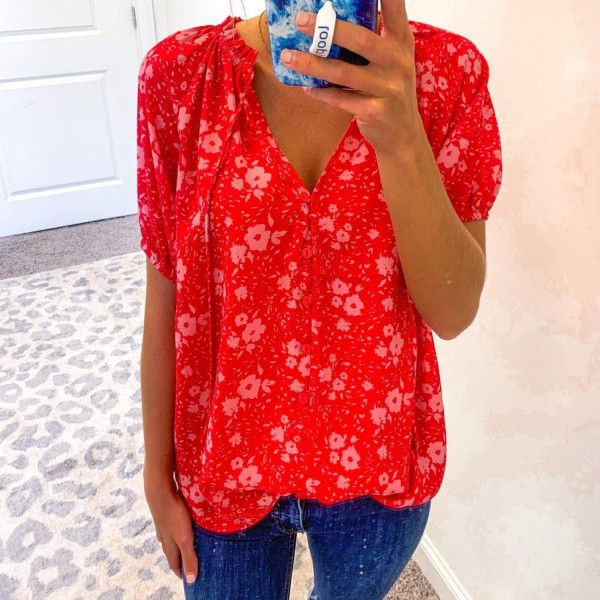 Showy Print Short Sleeve Top