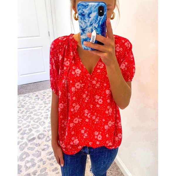 Showy Print Short Sleeve Top