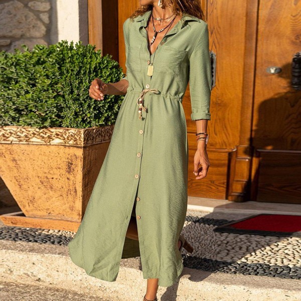 Fresh Green V-Neck Maxi Dress