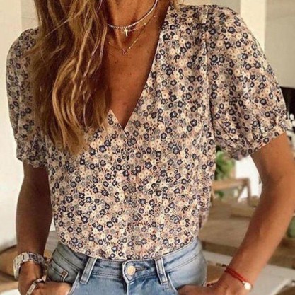 Stylish Print Short Sleeve Top