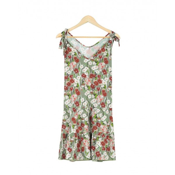 Romantic Print Sleeveless Mini Dress