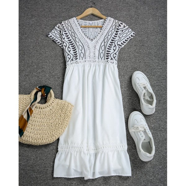 Modern Print Short Sleeve Mini Dress