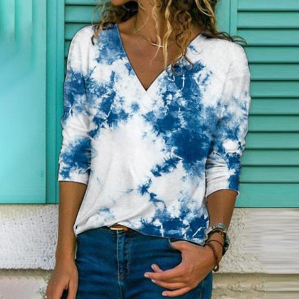 Elegant Tie Dye Print Long Sleeve Top