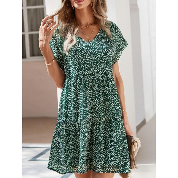 Youthful Print Short Sleeve Mini Dress