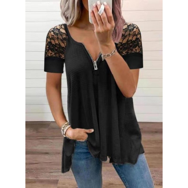 Chic Plain Short Sleeve Top