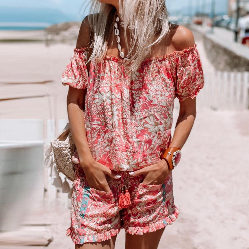 Elegant Print Short Sleeve Two Piece Set