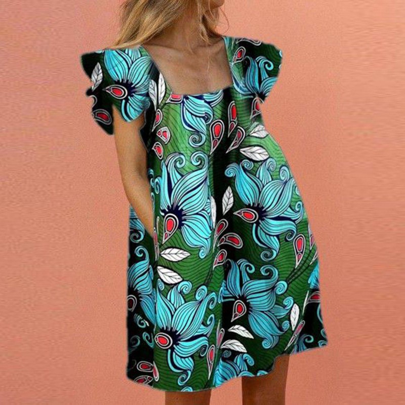 Retro Print Sleeveless Mini Dress