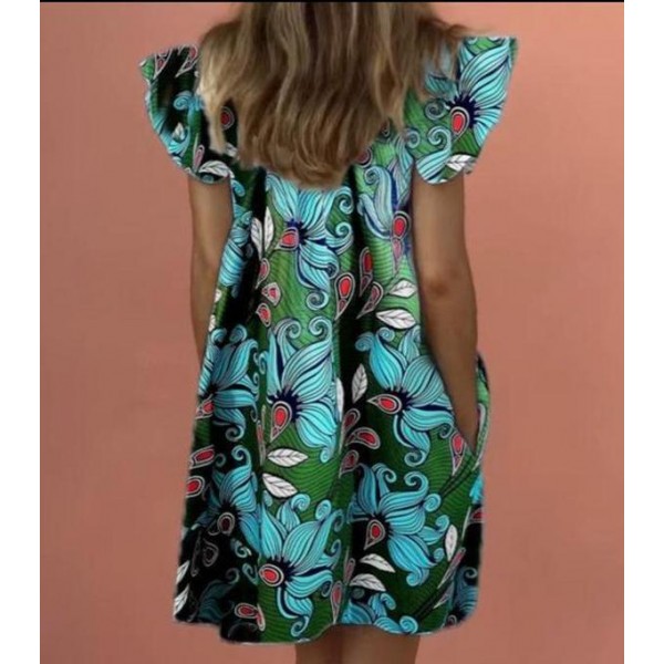 Retro Print Sleeveless Mini Dress