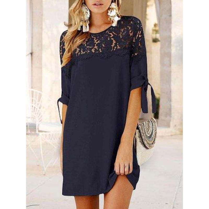 Classy Plain Short Sleeve Mini Dress