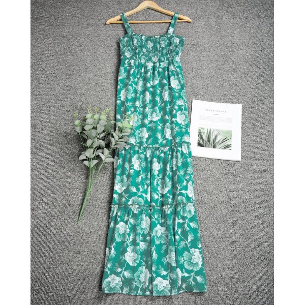 Fresh Print Sleeveless Maxi Dress