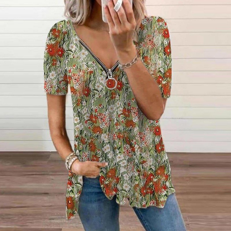 Romantic Print Short Sleeve Top