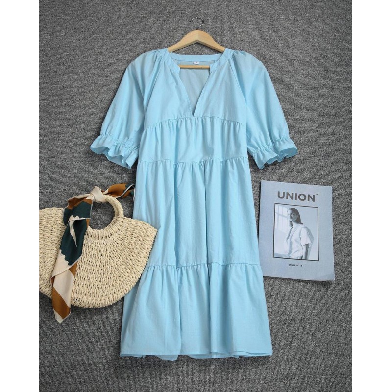 Basic Plain 3/4 Sleeve Mini Dress