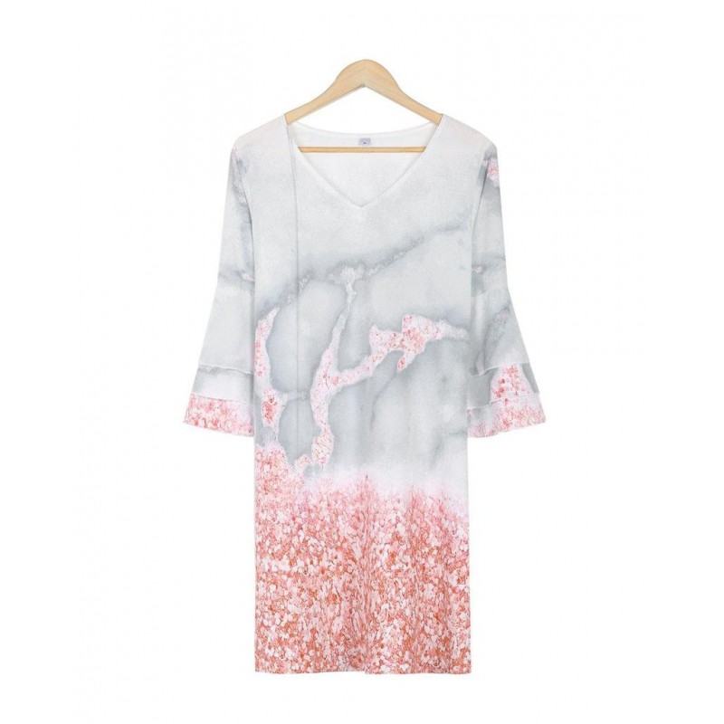 Abstract Pink Print Loose Mini Dress