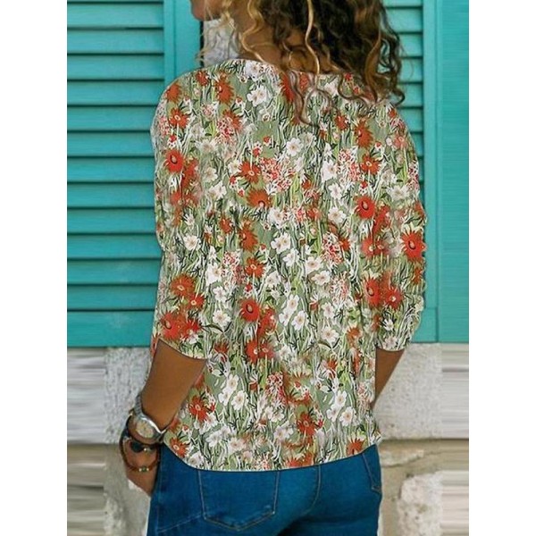 Chic Floral Print Long Sleeve Top