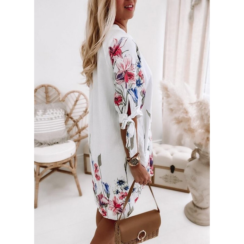 Elegant Print Short Sleeve Mini Dress