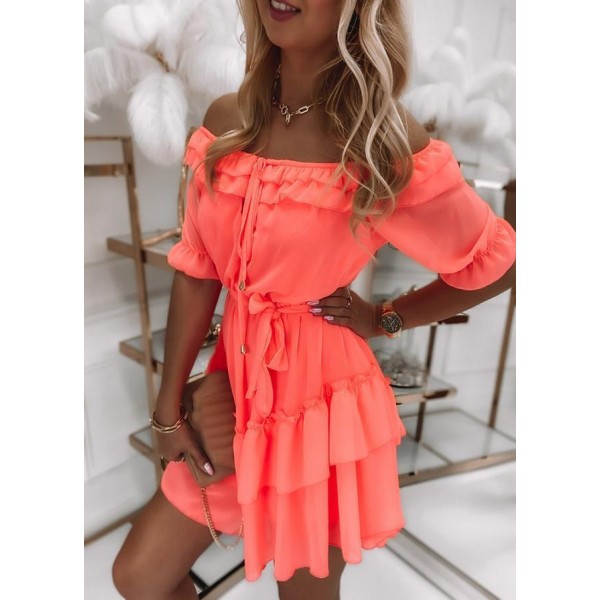 Stunning Plain Short Sleeve Mini Dress