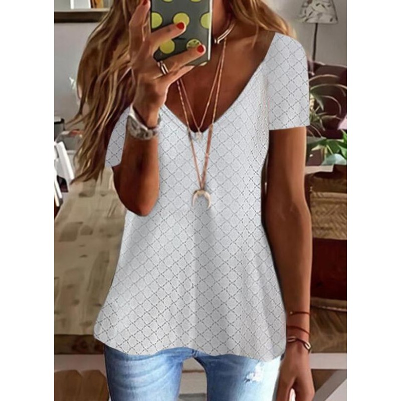 Casual Short Sleeve Solid Top