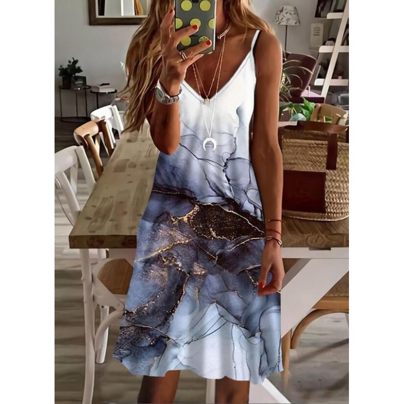 Chic Print Sleeveless Mini Dress