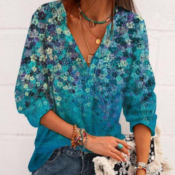 Romantic 3/4 Sleeve Print Top