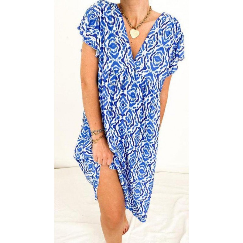 Stylish Print Short Sleeve Mini Dress